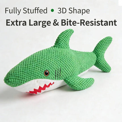 Green Shark Squeaker Dog Toy Chew Resistant 52cm