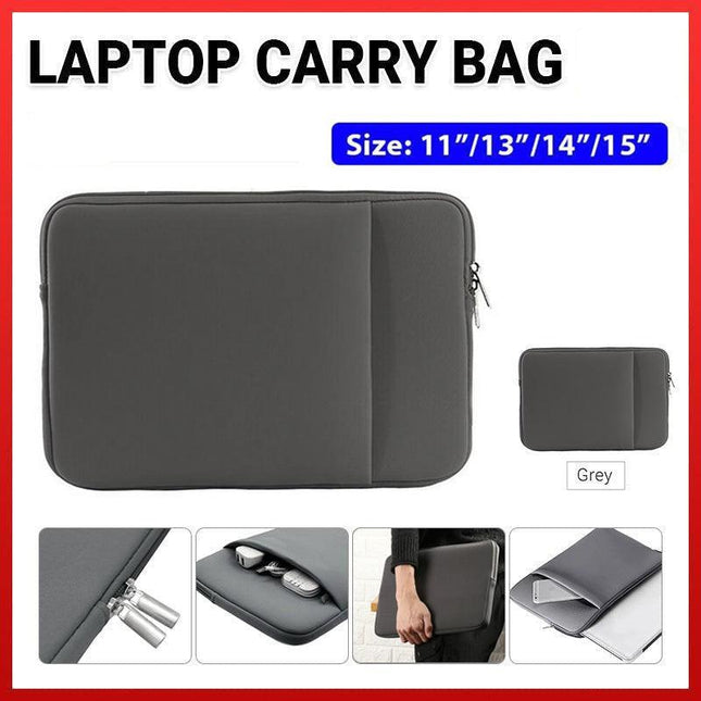 Grey Laptop Macbook Notebook Sleeve Bag Travel Carry Case Cover 13 14 15 16 Inch - Aimall