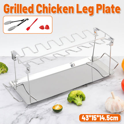 Folding Grilled Chicken Leg Plate Stainless Steel BBQ Grill Rack Outdoor Tool