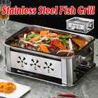 Stainless Steel Fish Grill Barbecue Pan with Dual Fuel Heating Trays