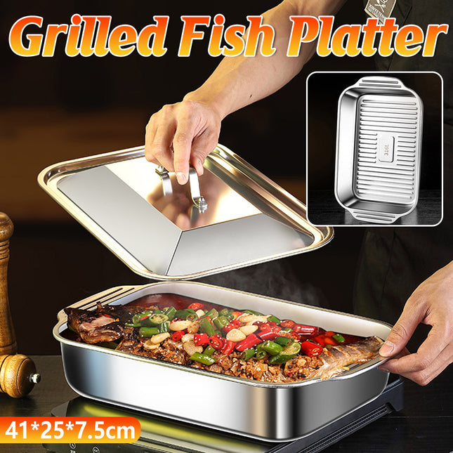 Grilled Fish Plate Crayfish Plate Tray Barbecue Plate for Camping Backyard BBQ