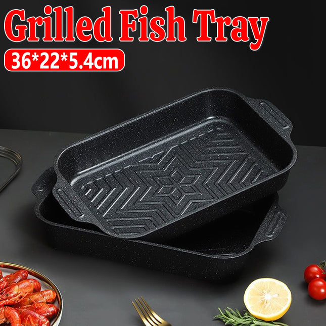 Barbecue Baking Pan Carbon Steel Non Stick Rectangular Grill Tray for Oven BBQ