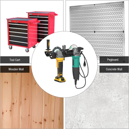 Wall Mounted Grinder Storage Rack Heavy Duty Garage Wall Organizer Space Saving