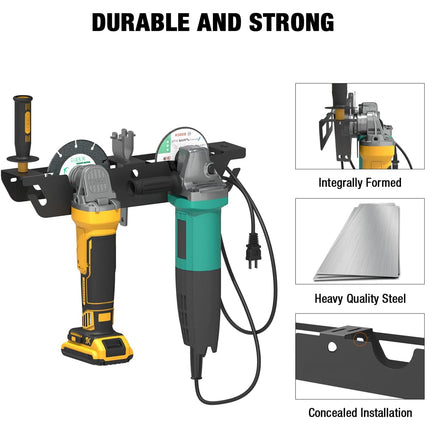 Wall Mounted Grinder Storage Rack Heavy Duty Garage Wall Organizer Space Saving