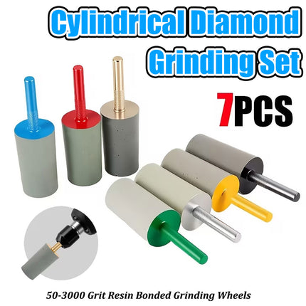 7Pcs Cylindrical Diamond Grinding Set Rotary Tool Abrasive Kit For Metal Wood