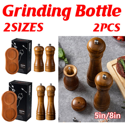 Wooden Pepper Grinder Pepper Mill Set Manual Home Salt Pepper Powder Bottle ﻿