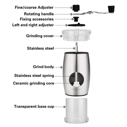 Manual Coffee Grinder Stainless Steel Hand Crank Bean Mill Portable Espresso Maker