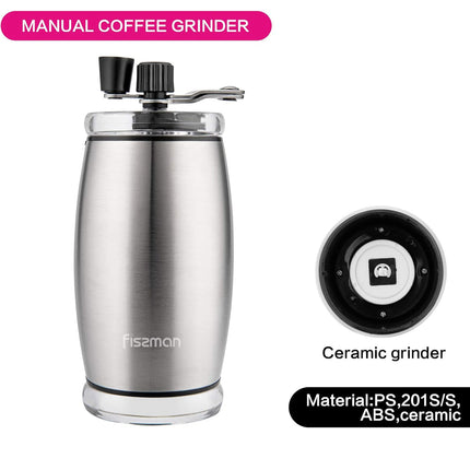 Manual Coffee Grinder Stainless Steel Hand Crank Bean Mill Portable Espresso Maker