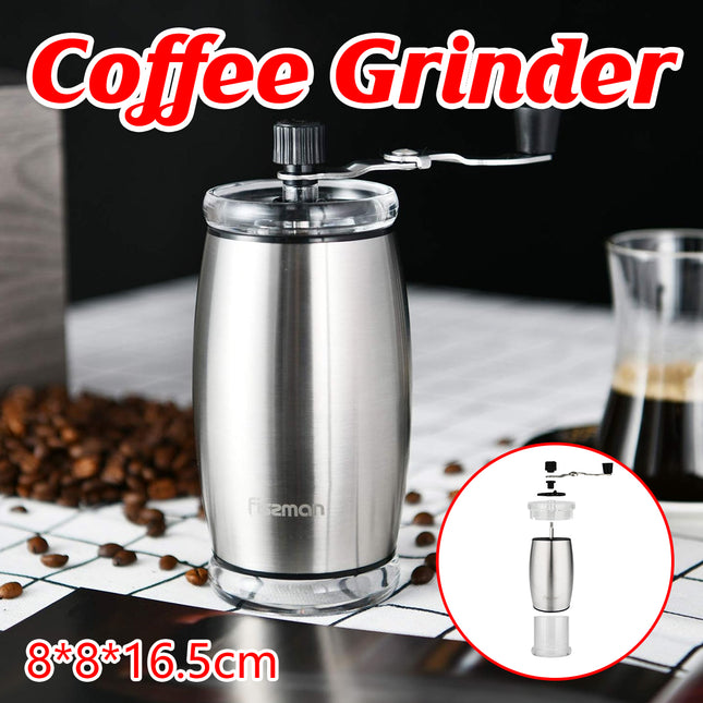Manual Coffee Grinder Stainless Steel Hand Crank Bean Mill Portable Espresso Maker