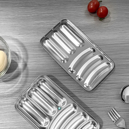 Sausage Mould 6 Cavity Stainless Steel Tray Hot Dog Meat Shaping 19.5 x 11 x 3cm