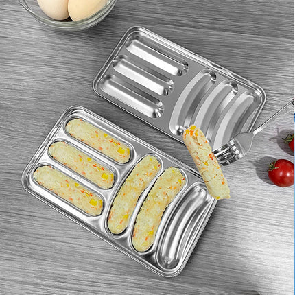 Sausage Mould 6 Cavity Stainless Steel Tray Hot Dog Meat Shaping 19.5 x 11 x 3cm