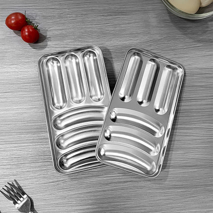 Sausage Mould 6 Cavity Stainless Steel Tray Hot Dog Meat Shaping 19.5 x 11 x 3cm