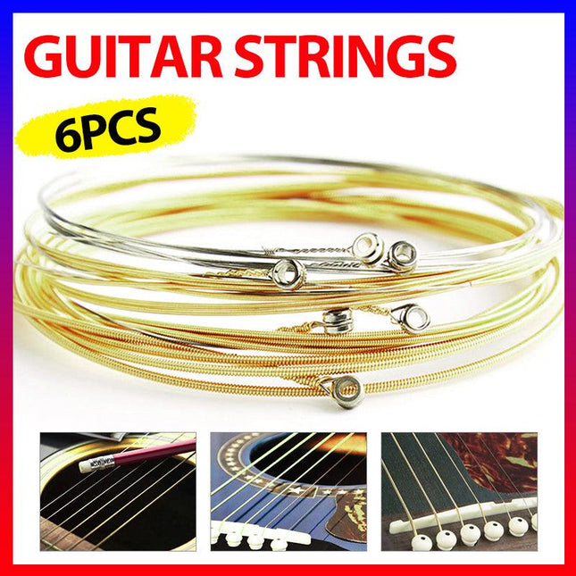 Acoustic Music Guitar Strings Steel Premium Light Universal 6 Pcs Sent Free Pick - Aimall