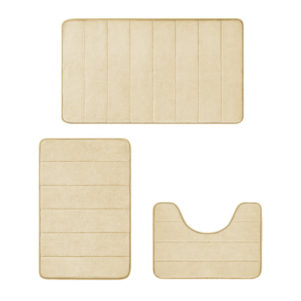 3PCS Bathroom Memory Foam Mat Set Non Slip Bath Mat Rug Durable Easy to Clean
