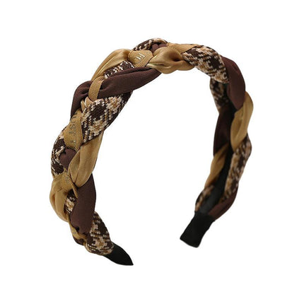 Women Retro Hair Hoop Fried Dough Twist Headband French College Style Hair Clip - Aimall