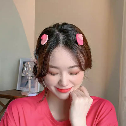 Cute Pink Hair Clips Set for Girls with Hearts Flowers and Bows Resin Hair Accessories