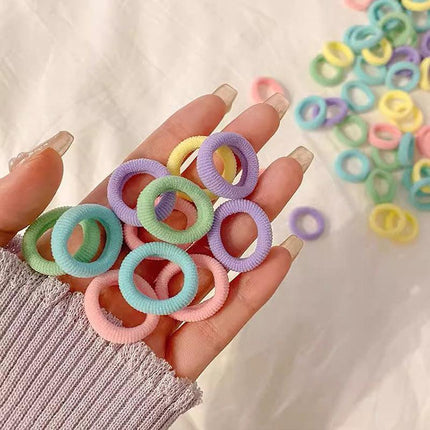 100PCS Colorful Elastic Hair Ties for Girl Ponytails High Stretch Hair Bands Set