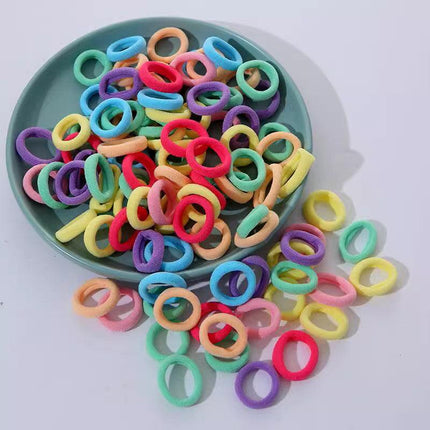 100PCS Colorful Elastic Hair Ties for Girl Ponytails High Stretch Hair Bands Set