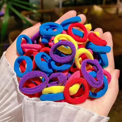 100PCS Colorful Elastic Hair Ties for Girl Ponytails High Stretch Hair Bands Set