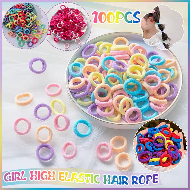 100PCS Colorful Elastic Hair Ties for Girl Ponytails High Stretch Hair Bands Set