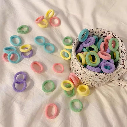100PCS Colorful Elastic Hair Ties for Girl Ponytails High Stretch Hair Bands Set