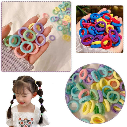 100PCS Colorful Elastic Hair Ties for Girl Ponytails High Stretch Hair Bands Set