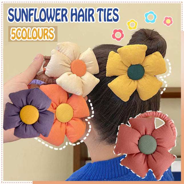Lovely Sunflower Hair Rope Flower Headband High Ponytail Holder Hair