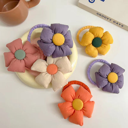 Lovely Sunflower Hair Rope Flower Headband High Ponytail Holder Hair