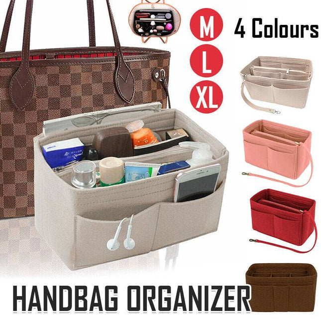 Felt Handbag Organizer Insert with Multiple Pockets for Tote and Purse