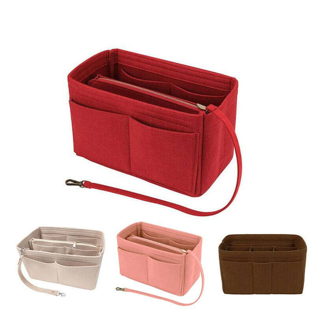 Felt Handbag Organizer Insert with Multiple Pockets for Tote and Purse