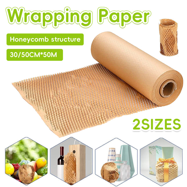 Honeycomb Kraft Paper Wrap Roll Brown Packaging Cushioning 30cm or 50cm