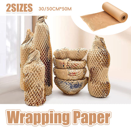 Honeycomb Kraft Paper Wrap Roll Brown Packaging Cushioning 30cm or 50cm