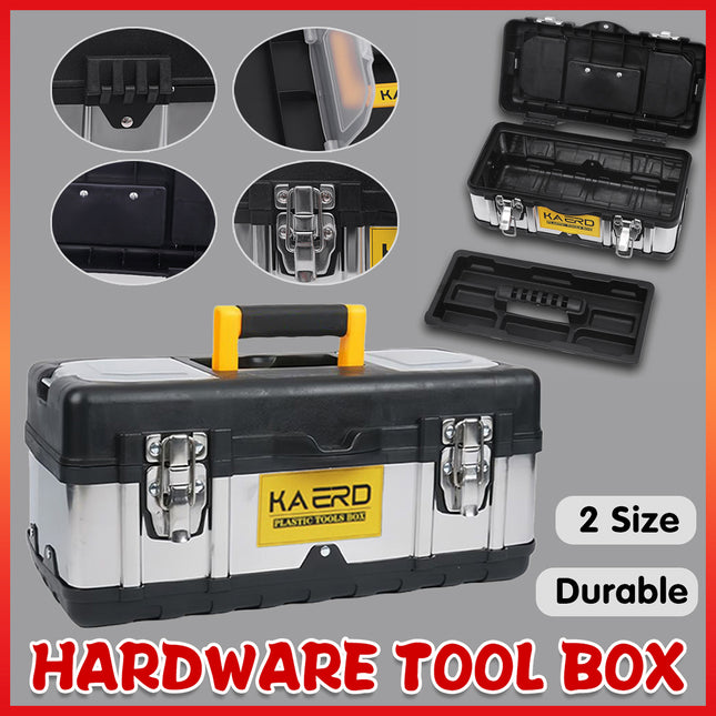 Stainless Steel Toolbox Plastic Storage Box Portable Car Hardware Organizer Case