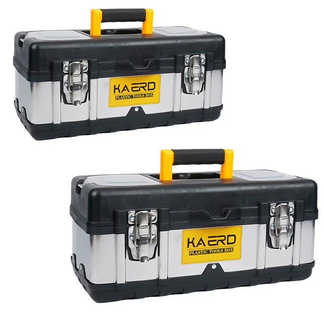 Stainless Steel Toolbox Plastic Storage Box Portable Car Hardware Organizer Case