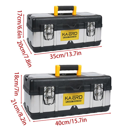 Stainless Steel Toolbox Plastic Storage Box Portable Car Hardware Organizer Case