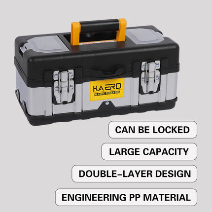 Stainless Steel Toolbox Plastic Storage Box Portable Car Hardware Organizer Case