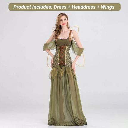 Halloween Green Fairy Princess Costume Flower Dress Up Outfit for Girls