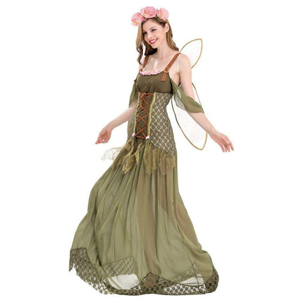 Halloween Green Fairy Princess Costume Flower Dress Up Outfit for Girls