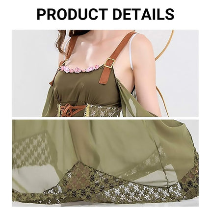 Halloween Green Fairy Princess Costume Flower Dress Up Outfit for Girls