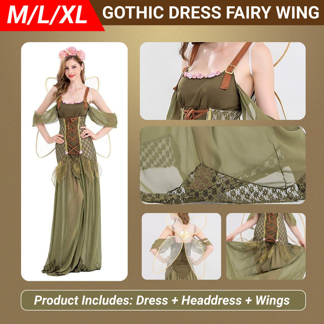 Halloween Green Fairy Princess Costume Flower Dress Up Outfit for Girls