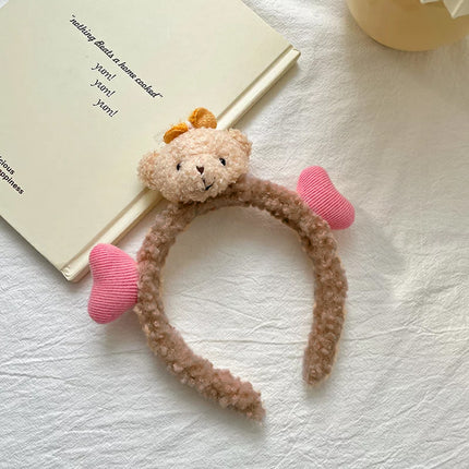 Cute Plush Bear Headband Soft Hair Band for Makeup and Face Wash Routine