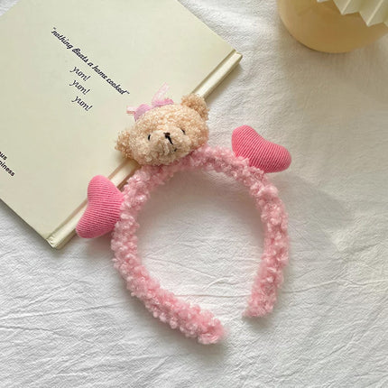 Cute Plush Bear Headband Soft Hair Band for Makeup and Face Wash Routine