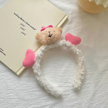 Cute Plush Bear Headband Soft Hair Band for Makeup and Face Wash Routine