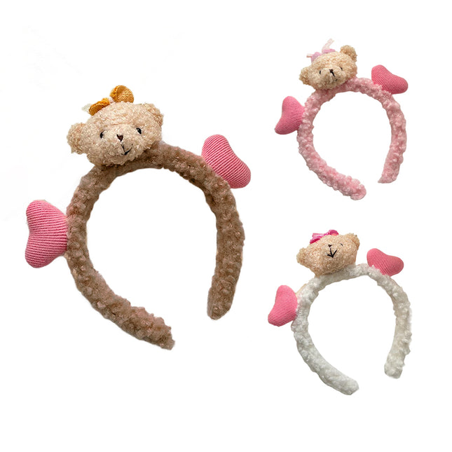Cute Plush Bear Headband Soft Hair Band for Makeup and Face Wash Routine