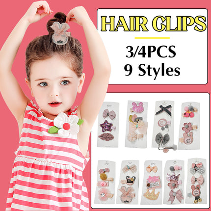 3/4PCS Christmas Hair Clips Set Bow Flower Hairpin Hairgrip Cute Girls Barrettes