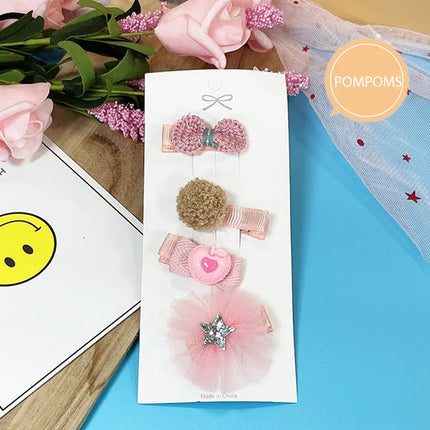 3/4PCS Christmas Hair Clips Set Bow Flower Hairpin Hairgrip Cute Girls Barrettes
