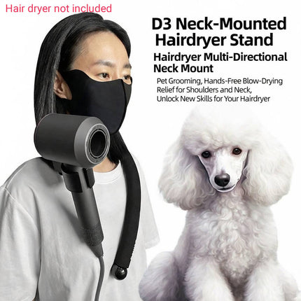 Hands-Free Hair Dryer Neck Holder - Universal Grooming Bracket, Bracket Only