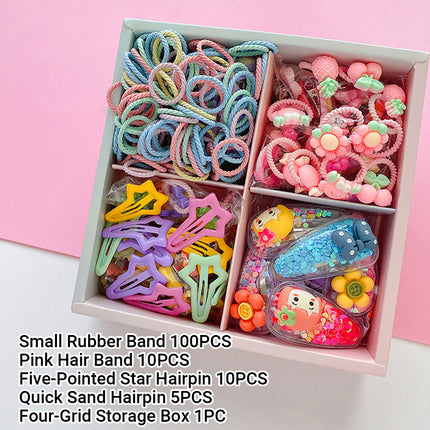 126pcs Hair Accessories Set with Clips Rubber Bands Headbands Girls Gift