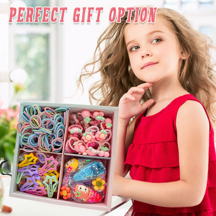 126pcs Hair Accessories Set with Clips Rubber Bands Headbands Girls Gift