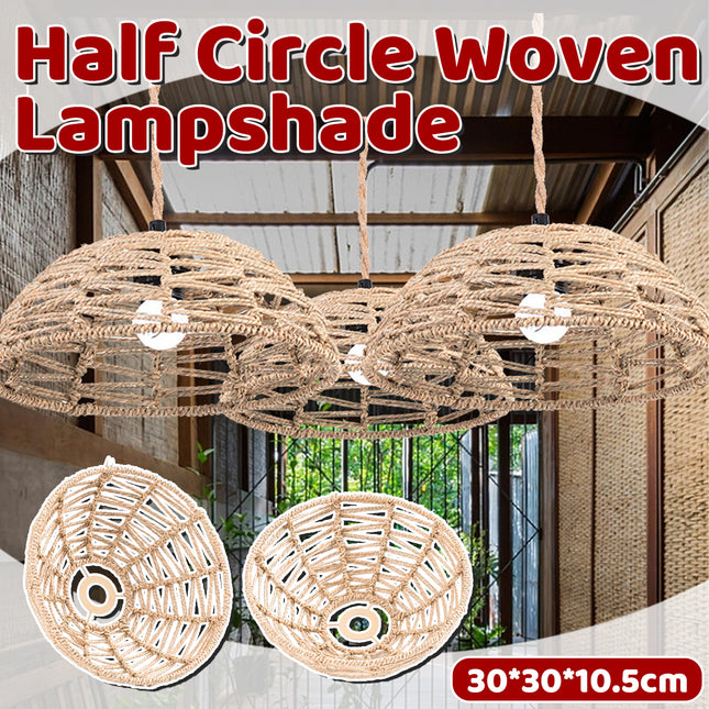 Natural Half Circle Woven Lampshade 30x10.5cm Straw Rope Pendant Light Shade